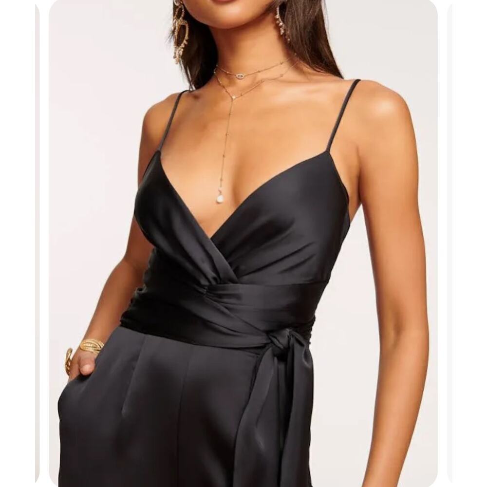 RAMY BROOK Women's Willow V-neck Jumpsuit In Black Size 16 NWT